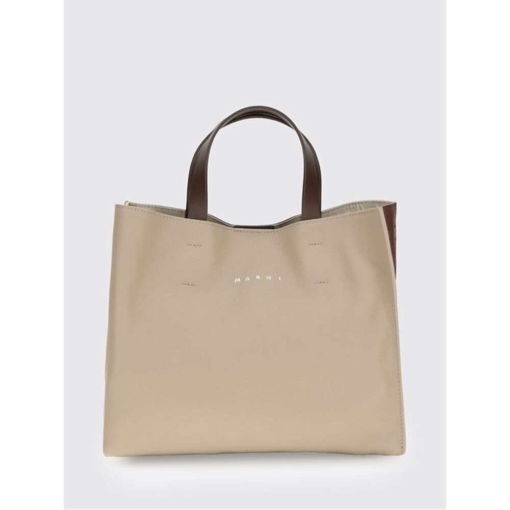 Marni Women Medium Marni Bicolour Leather Tote Bag With Double Handle And Strap